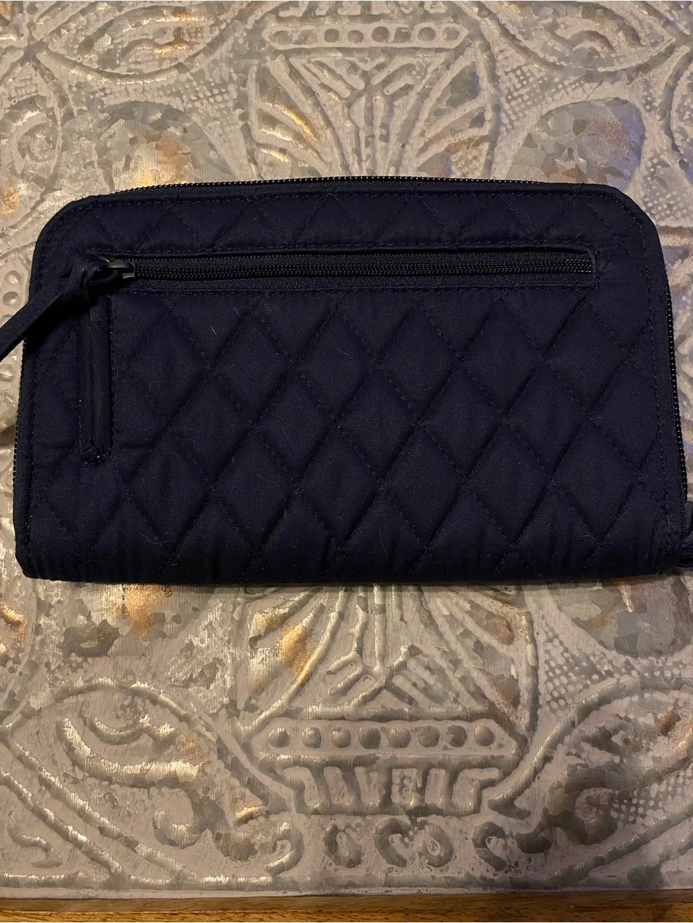 Vera Bradley Large Tab Wallet in Peacoat - Navy Blue Quilted Like New